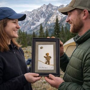 "On The Trail" Pebble Art by Mimi (7" x 5") Framed Wall Home Decor Gift Stone